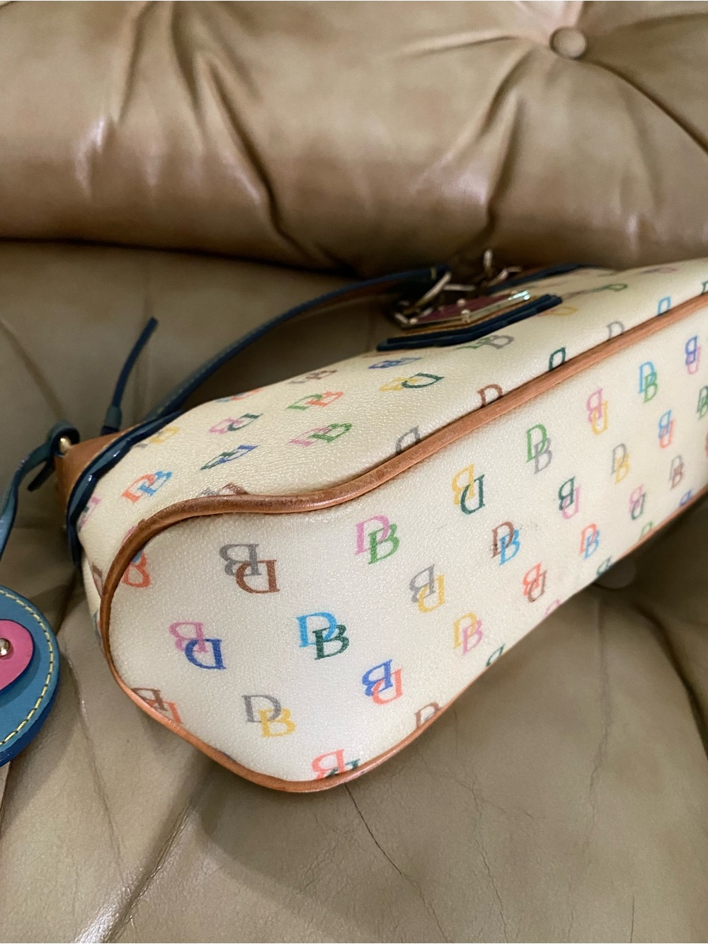 Vintage Dooney & Bourke Mini Handbag USA Pink Heart Rainbow - Picture 12 of 16